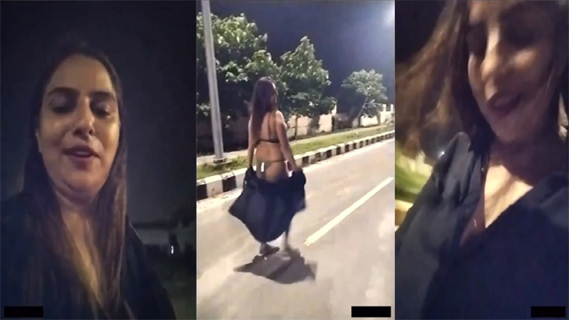 Indian Couple Striping On The Highways Video