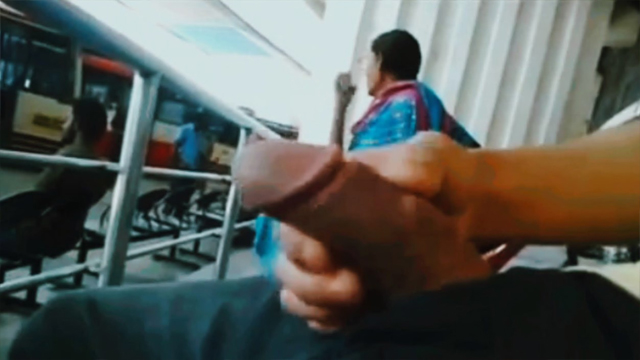 Daring Guy Flash Dick Infront Of Bass Station Sex