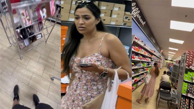 Bhabhi On Shoe Store & Market Upskirt Secretly mms