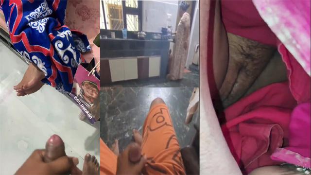 Horny Son Masturbating while Aunty working MMS