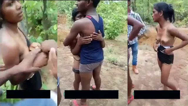 Tamil Villagers caught couple lovers fucking in the bush